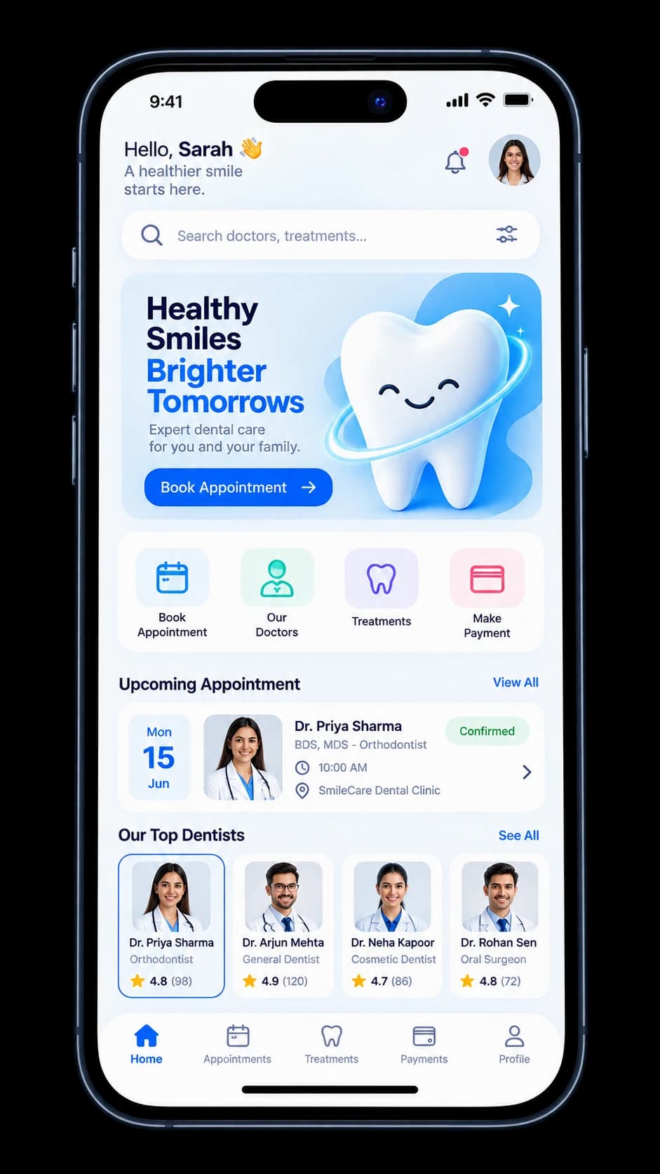 Dental clinic booking application generated by Dashrathi AI