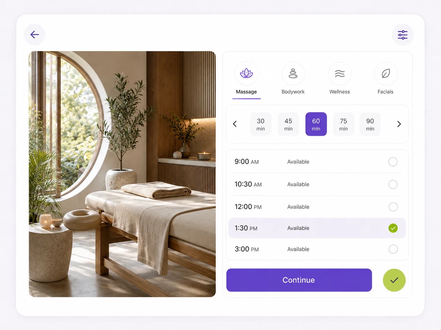 Booking platform template preview