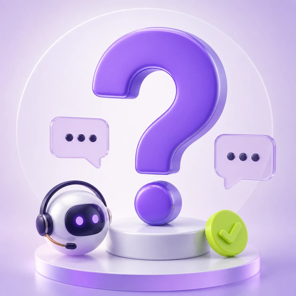 Question mark and support assistant illustration