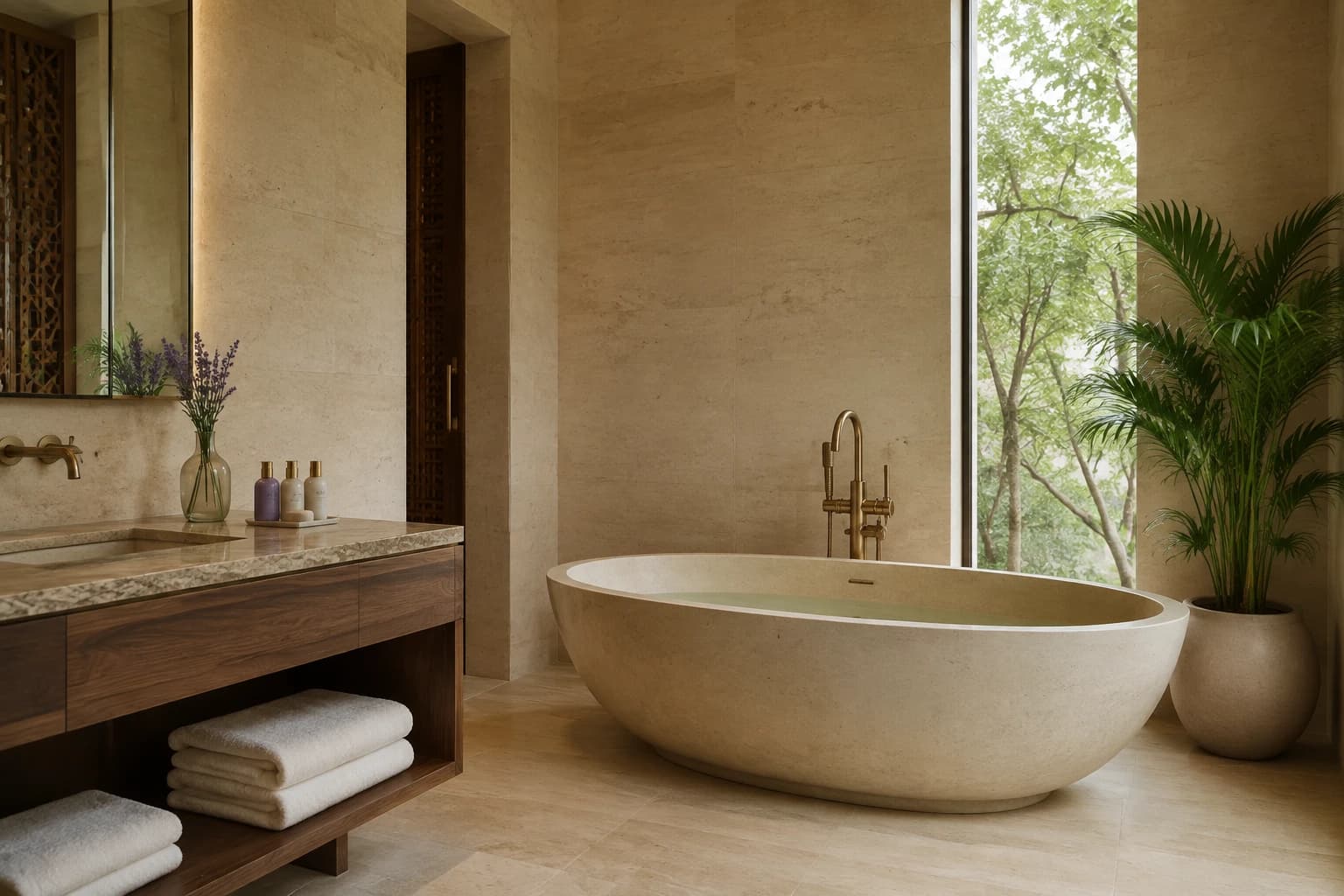 Luxury stone hotel bathroom
