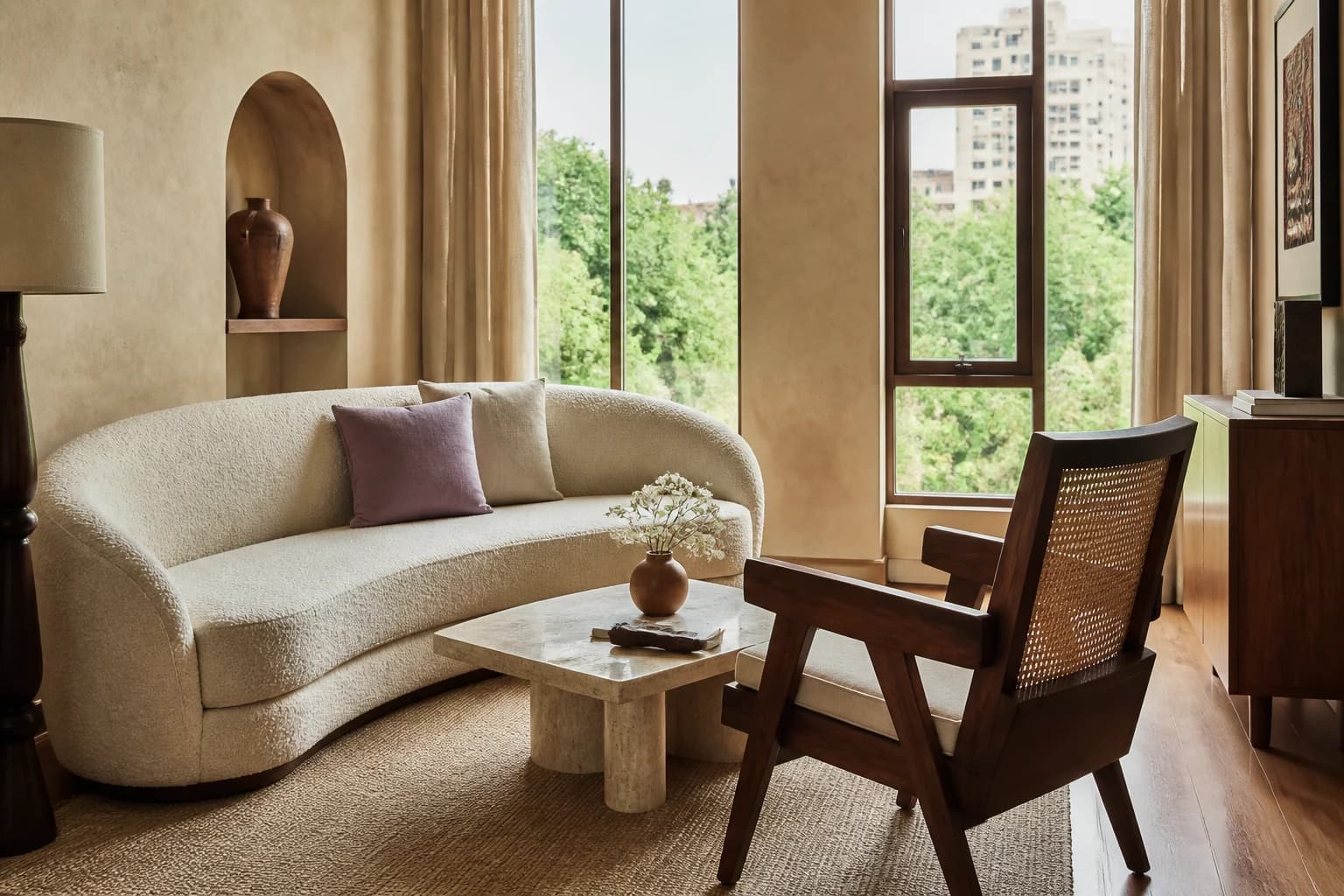 Contemporary hotel suite lounge